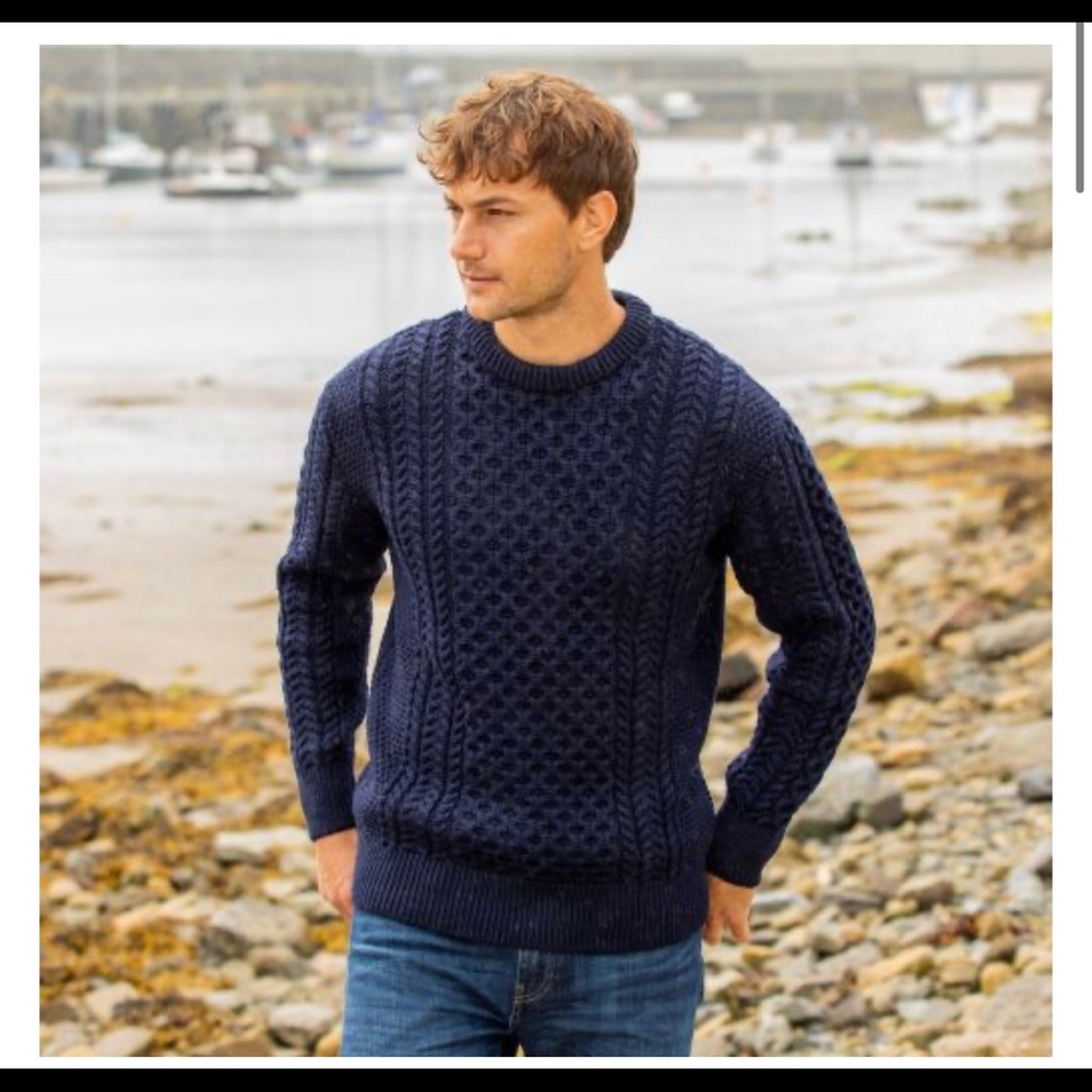 Traditional Aran Sweater - NWT - Navy Blue